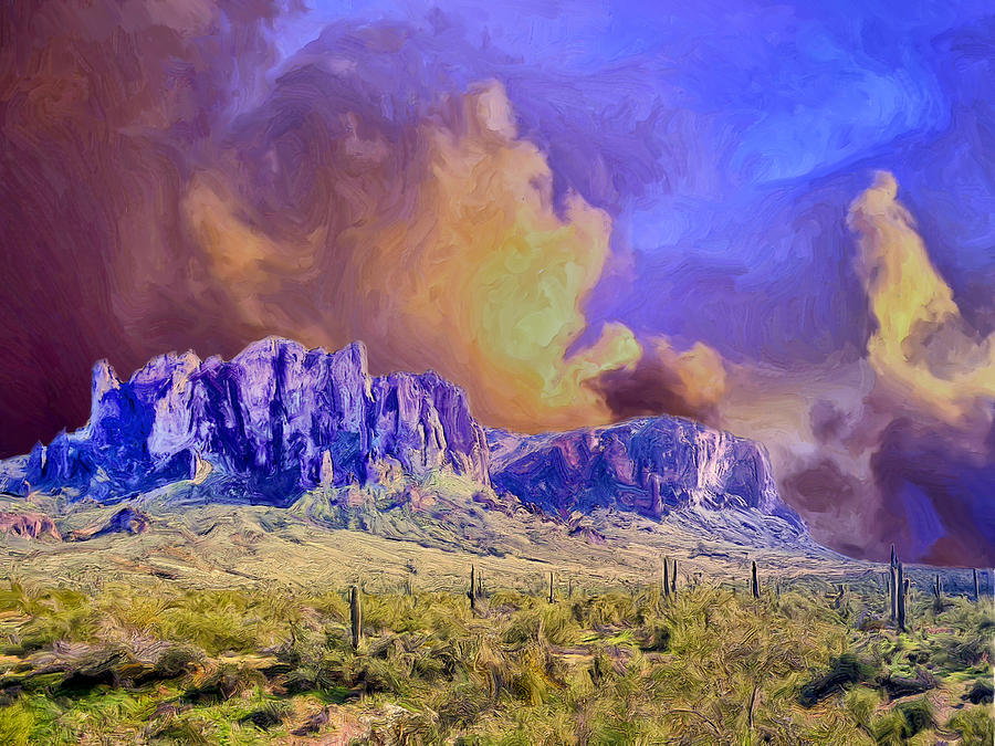 Storm Painting - Storm Over the Superstitions by Dominic Piperata