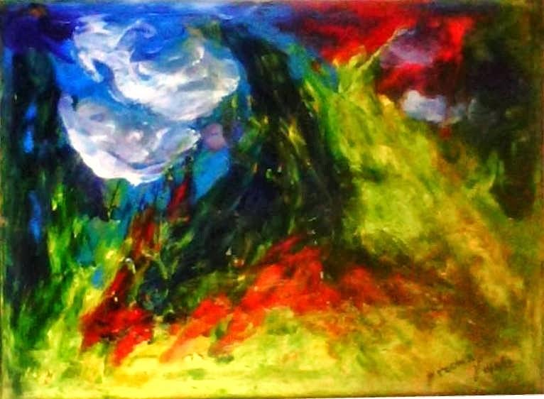 Mountain Painting - Storm.. by Rooma Mehra