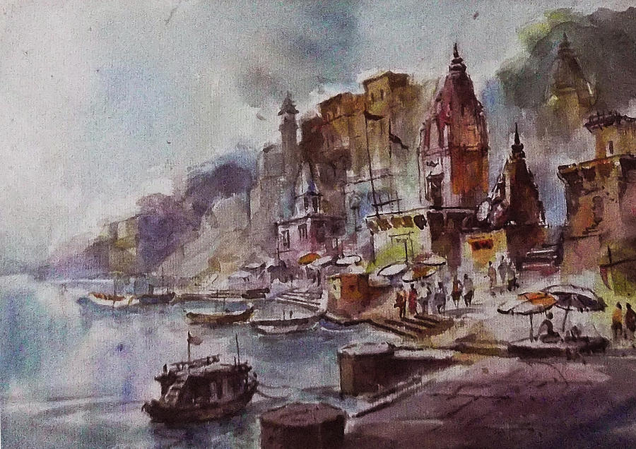 Storm sky at varanasi Painting by Ramo Shanker - Fine Art America