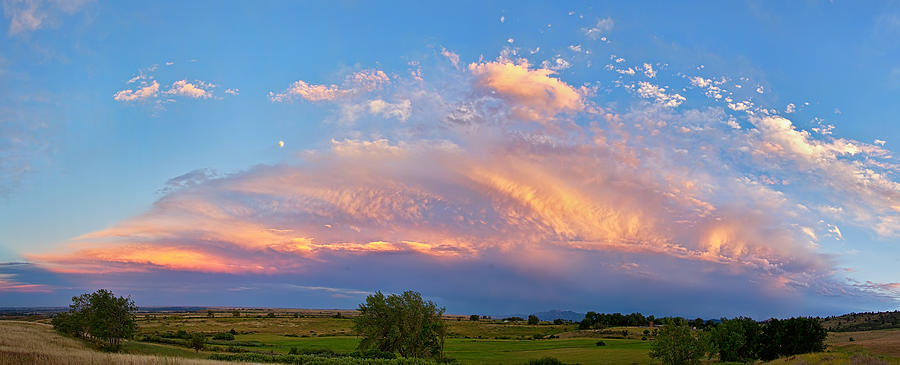 Storm Sunset Moon Longmont to Boulder CO Panorama Photograph by James BO Insogna