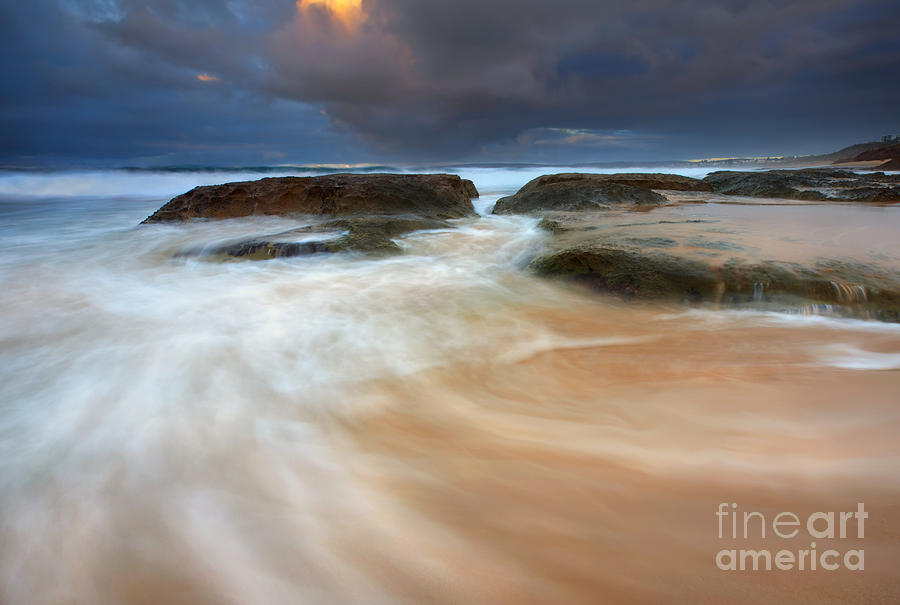 Beach Photograph - Storm Surge Sunrise by Michael Dawson