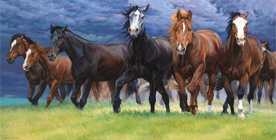 Horse Painting - Storm warning by JQ Licensing