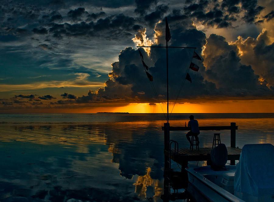 Sunset Tropical Storm and Watcher in Florida Keys Photograph by Ginger Wakem