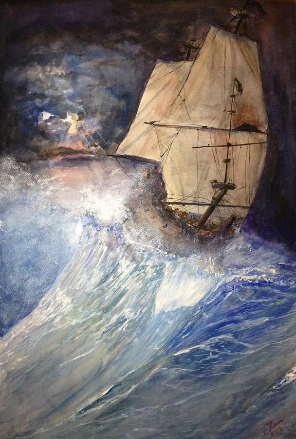 Boat Painting - Storm by Zaur Fikret
