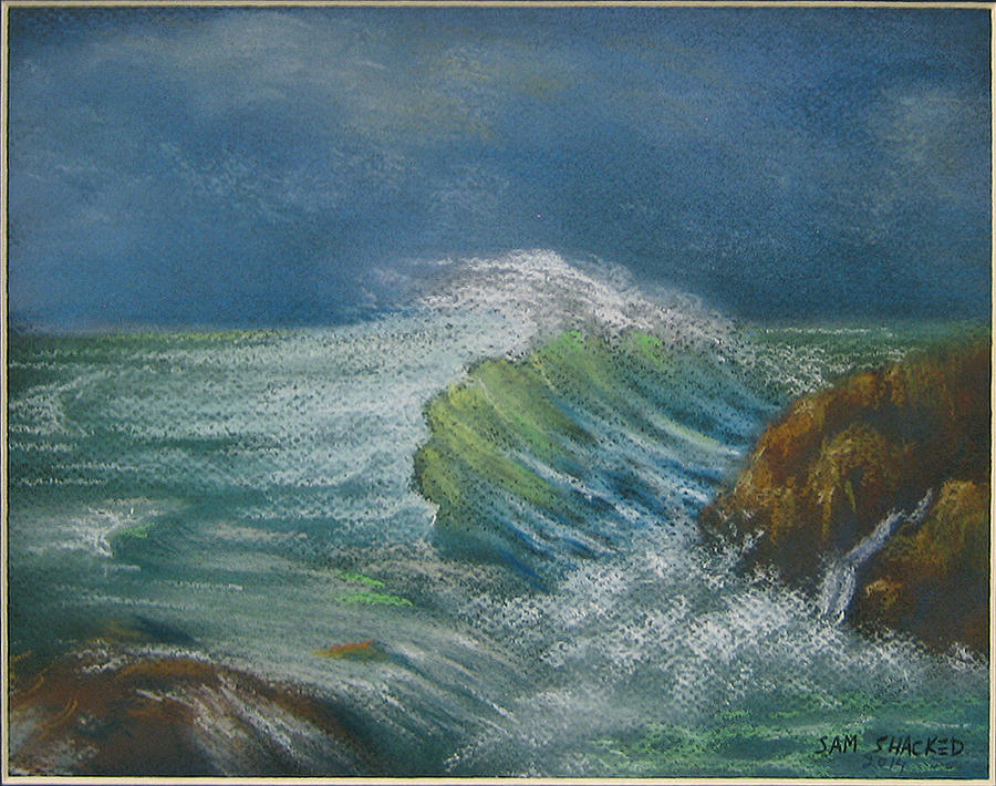 Storming waves Pastel by Sam Shacked
