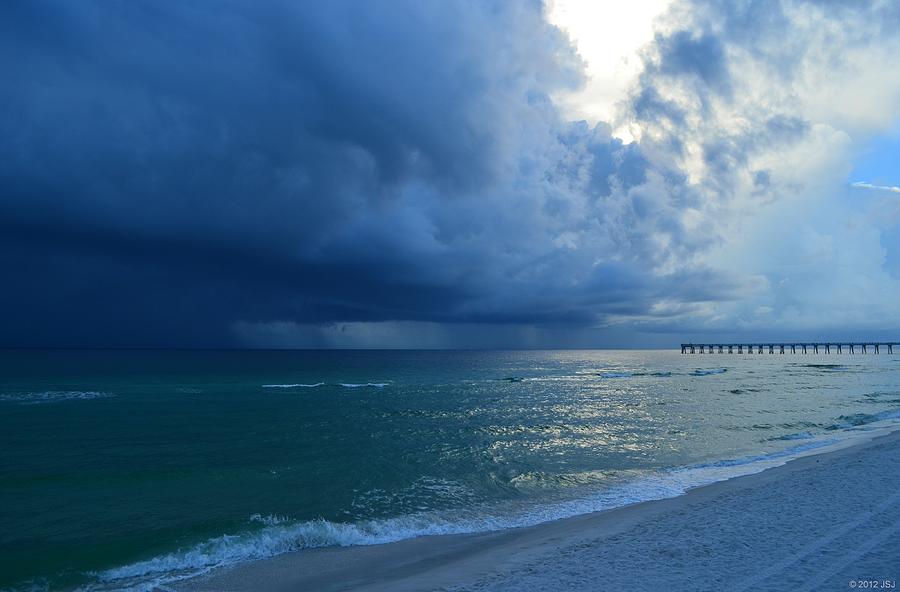 Storms Brewing off Navarre Beach at Dawn Photograph by Jeff at JSJ Photography