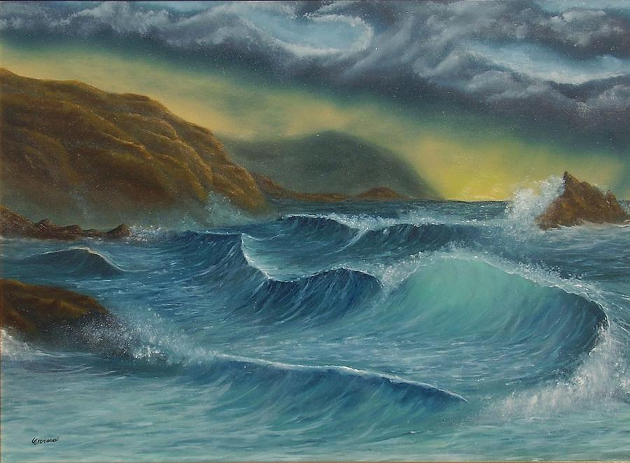 Stormy Blue Seascape Painting by Gianluca Cremonesi