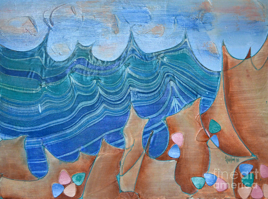 Stormy Cliffs Painting by Lynellen Nielsen