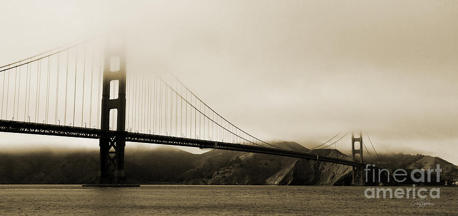 Golden Gate Bridge Photograph - Stormy Golden Gate - Sepia by Craig Dykstra