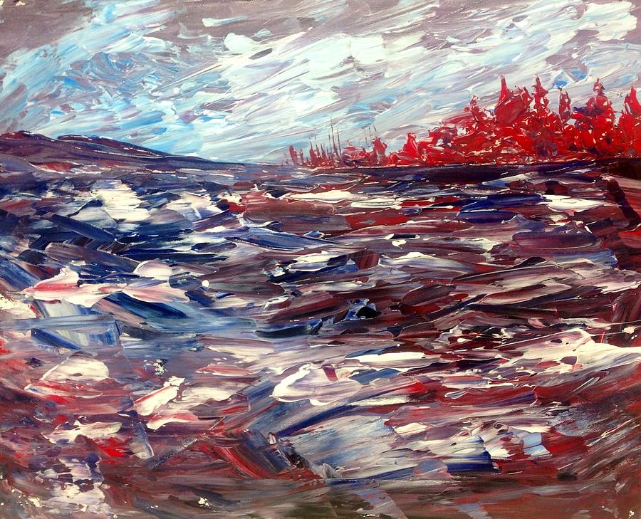Stormy Lake Abstract Painting by Desmond Raymond