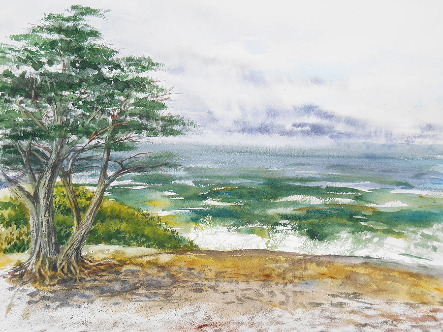 Seascape Painting - Stormy Morning At Carmel By The Sea California by Irina Sztukowski