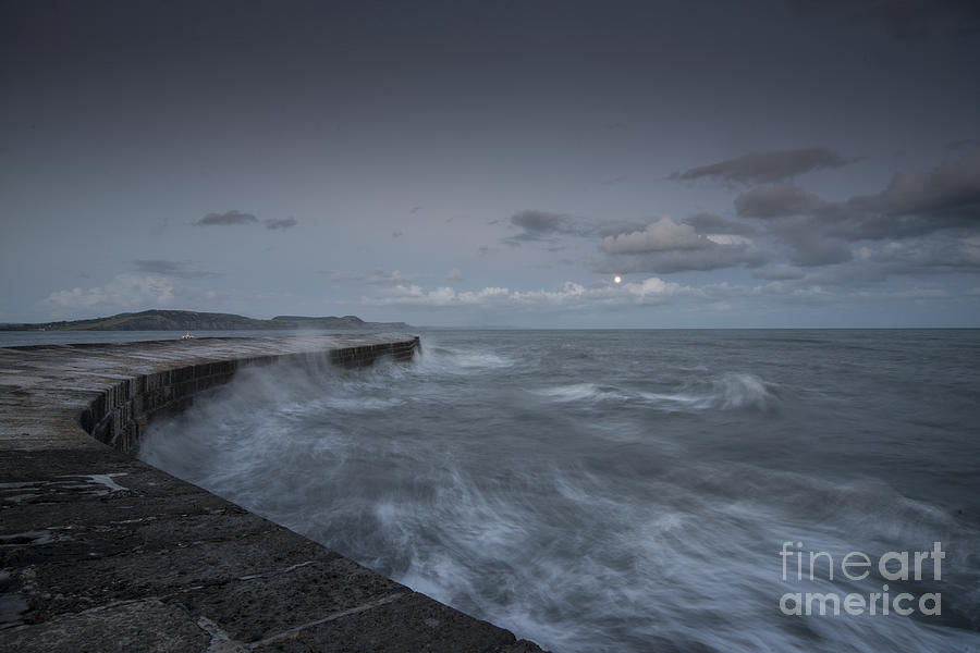 Spring Photograph - Stormy seas at the Cobb  by Rob Hawkins