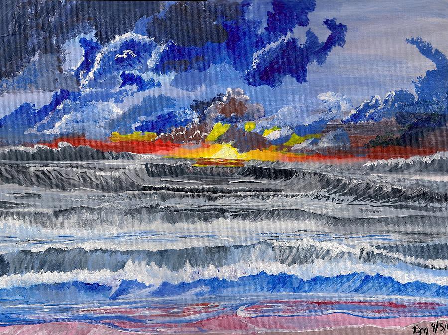 Sunset Painting - Stormy Seas by Beverly Marshall