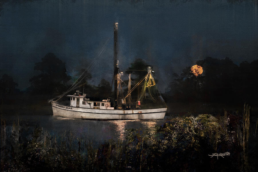 Stormy Seas Moonrise Return by Alan Sherlock Stormy Seas Moonrise Return by Alan Sherlock