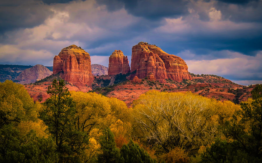 Stormy Skies Over Cathedral Rock Photograph by Terry Ann Morris