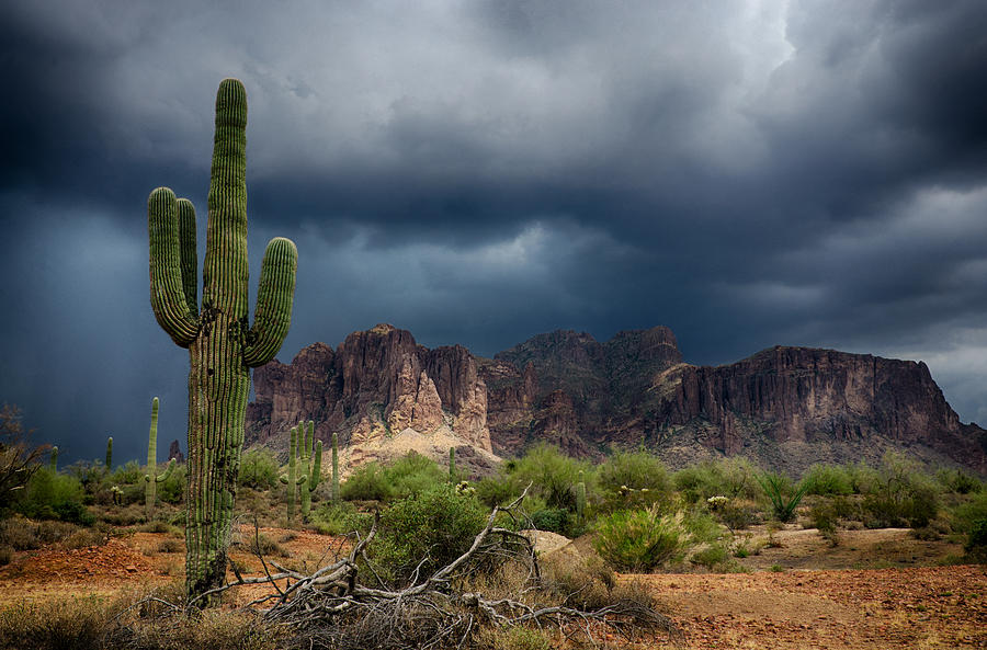 Desert Photograph - Stormy Skies Over the Superstitions by Saija Lehtonen