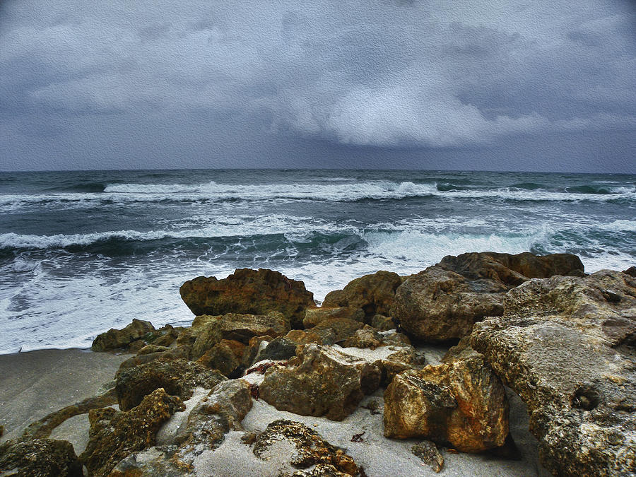 Stormy Sky and Ocean Waves Photograph by Julie Palencia