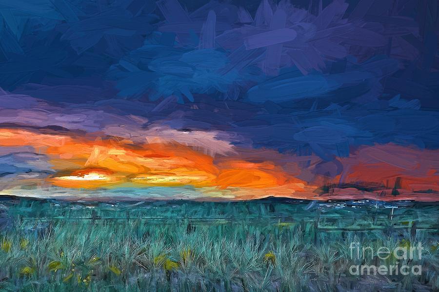 Sunset Painting - Stormy sunset LV by Charles Muhle
