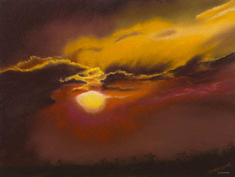 Stormy Sunset over Kenya Pastel by Brenda Salamone