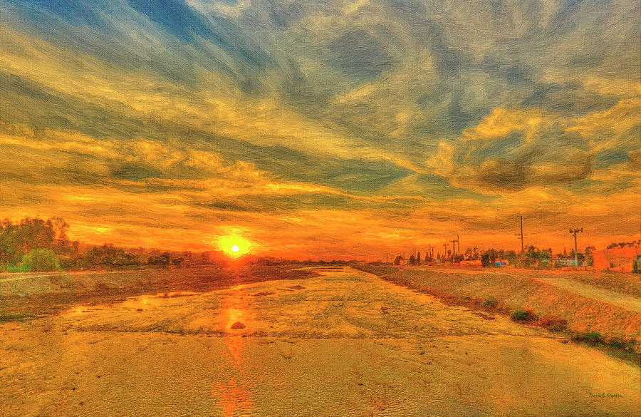 Stormy Sunset over Santa Ana River Digital Art by Angela Stanton
