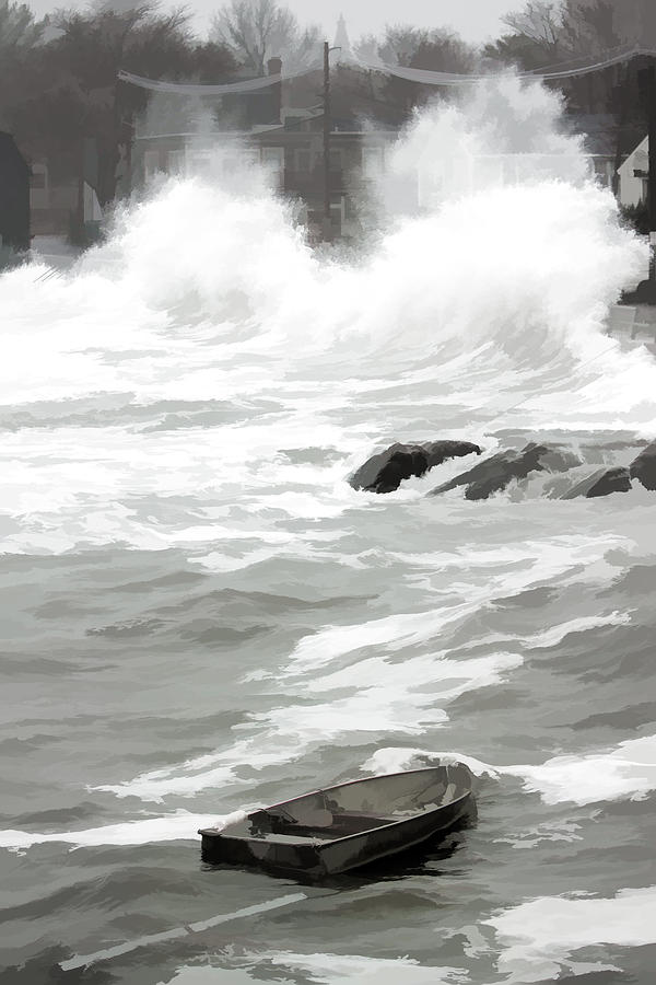 Stormy Waves pound the shoreline Photograph by Jeff Folger