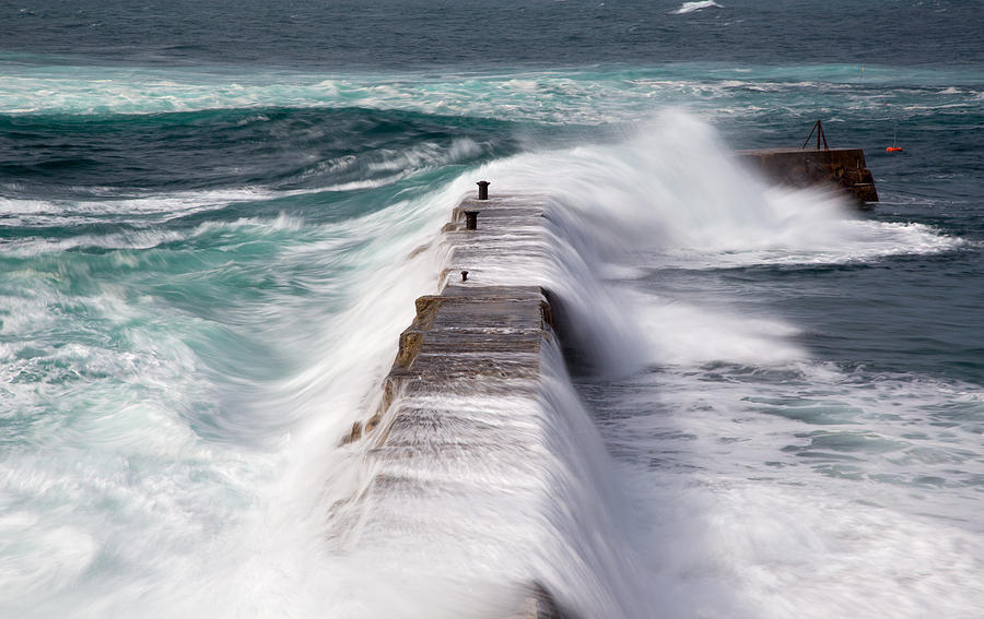 Stormy weather at Sennen cove, Cornwall, England Photograph by Images from BarbAnna