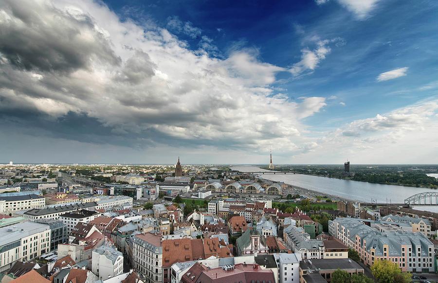 Stormy Weather Over Riga And Daugava Photograph by Paul Biris