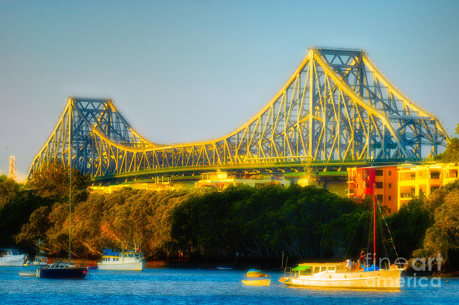 Boat Photograph - Story Bridge and the Brisbane River - Brisbane - Queensland - Australia by David Hill