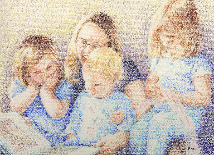 Book Painting - Story Time by Betsy W Gray 