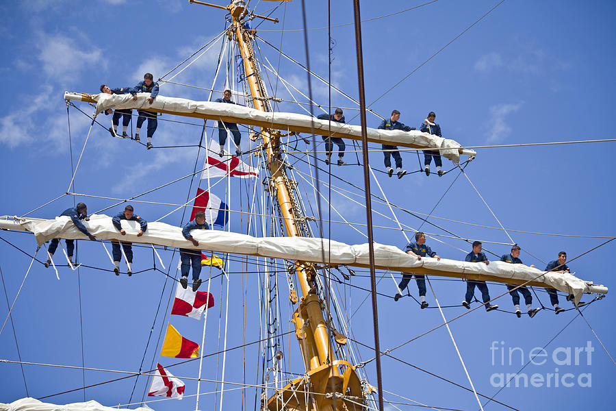 Stowing the sails Photograph by Liz Leyden