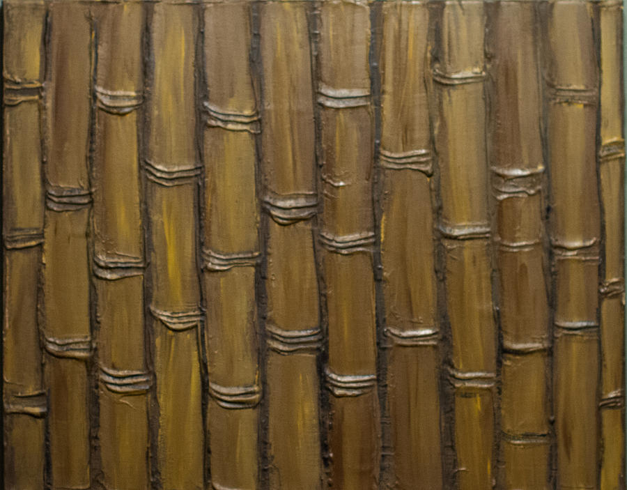 Straight up Bamboo texture Painting by Kathy Sheeran