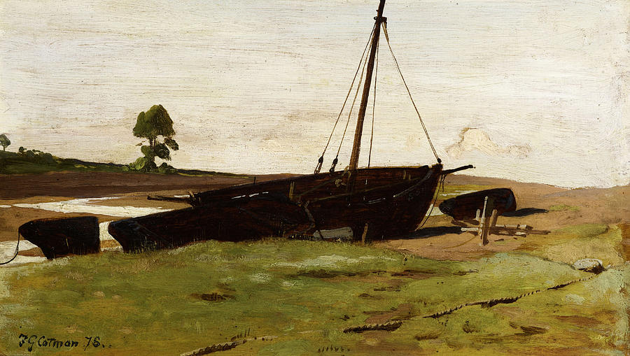 Stranded Boats Porlock Weir Painting by Frederick George Cotman - Fine ...