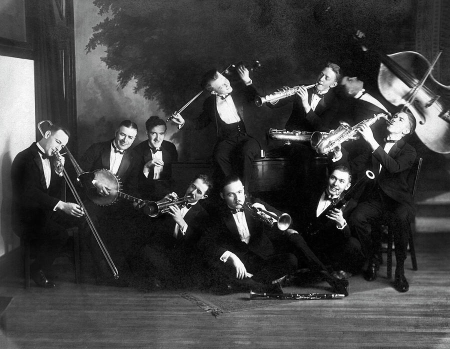 Strange Jazz Band Posture Photograph by Underwood Archives
