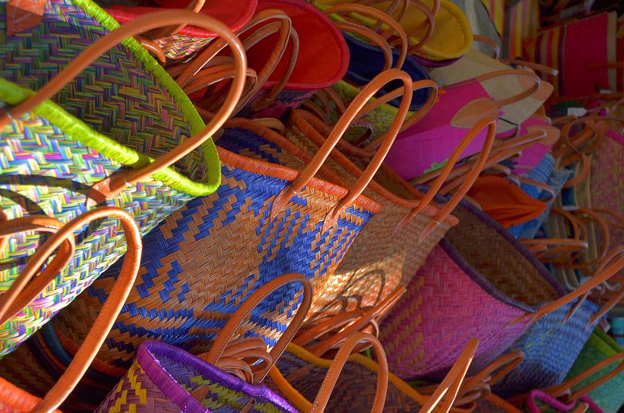 Straw bags colors Photograph by Dany Lison