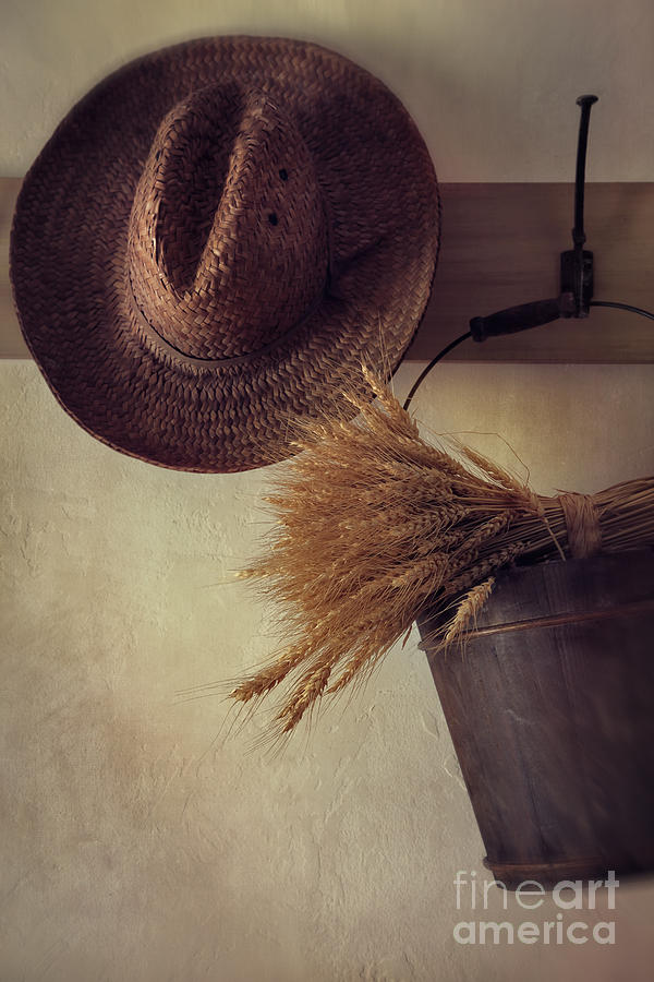 Straw hat hanging on coat hook Photograph by Sandra Cunningham
