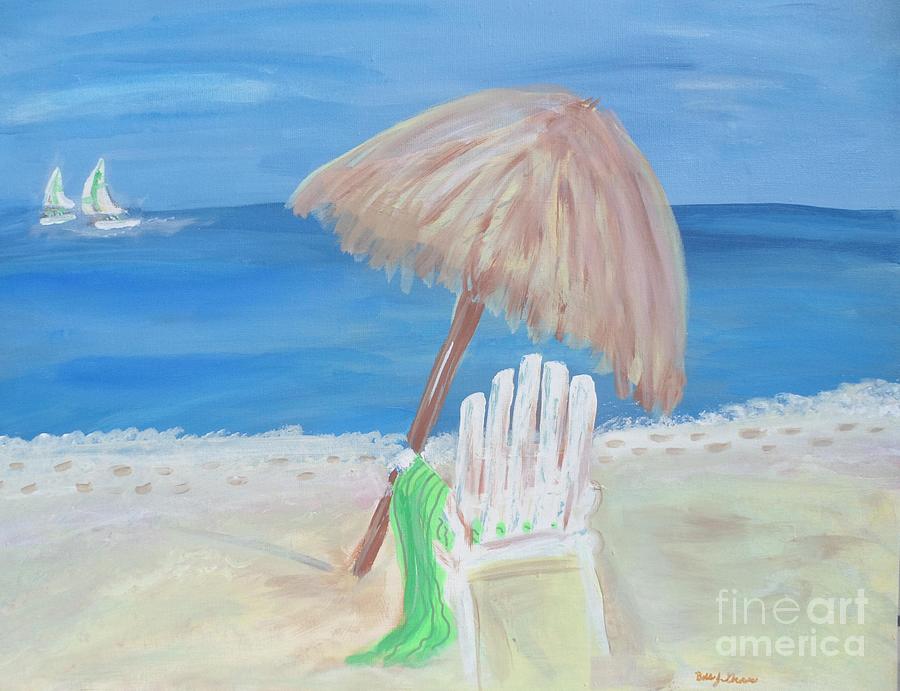 Beach Painting - Straw Umbrella Beach by Bobbi Groves