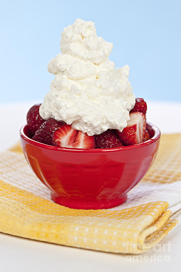 Strawberries And Cream Photograph