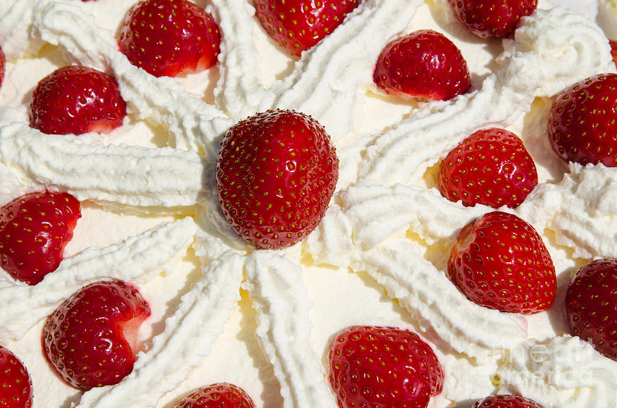 Cake Photograph - Strawberries cake detail by Kennerth and Birgitta Kullman