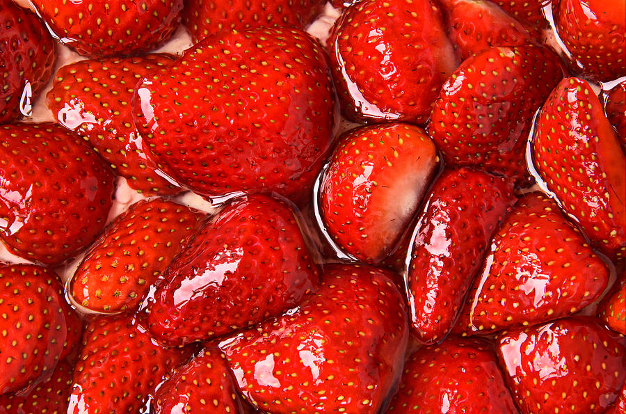 Strawberries in Gelatin Photograph by Chevy Fleet