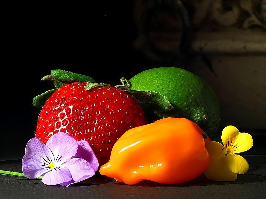 Strawberries Limes Peppers Image Print Photograph by Artistic  Renditions 
