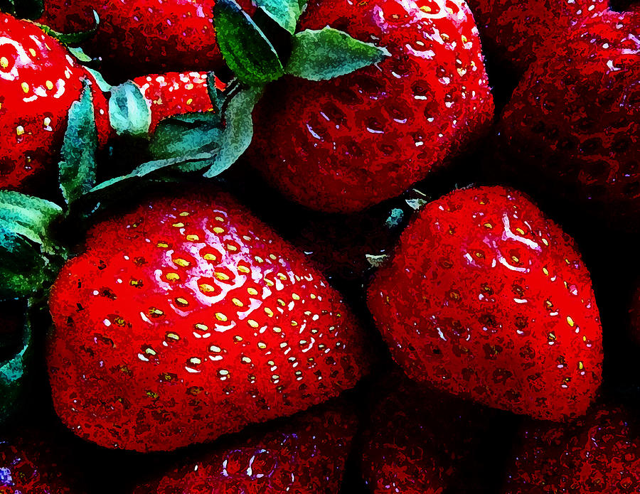 Strawberries Paintstyle Photograph by Laurie Tsemak