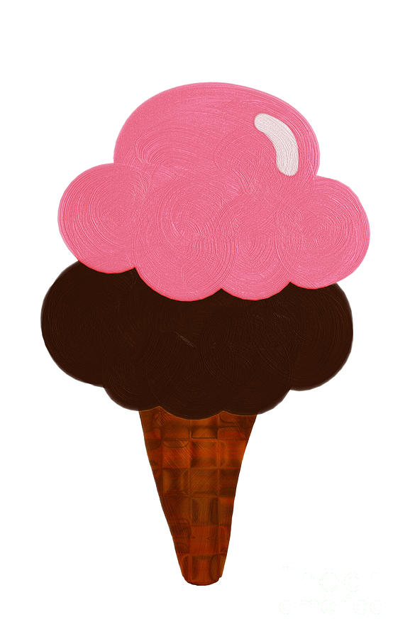 Ice Cream Digital Art - Strawberry And Chocolate Ice Cream Cone  by Andee Design
