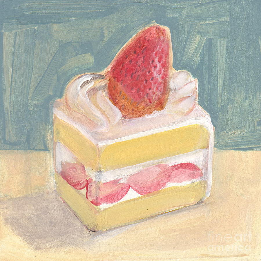 Still Life Painting - Strawberry Cake by Kazumi Whitemoon