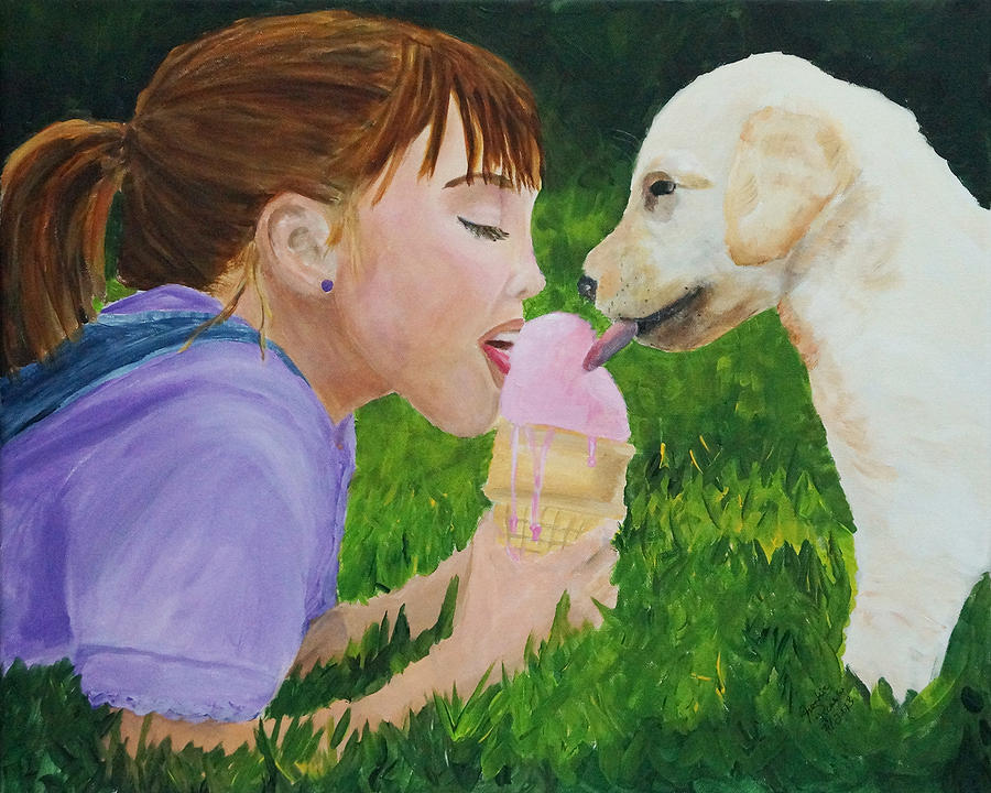 Ice Cream Painting - Strawberry Friends by Frankie Picasso