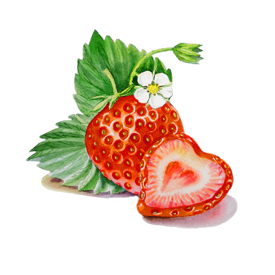 Strawberry Heart Painting by Irina Sztukowski