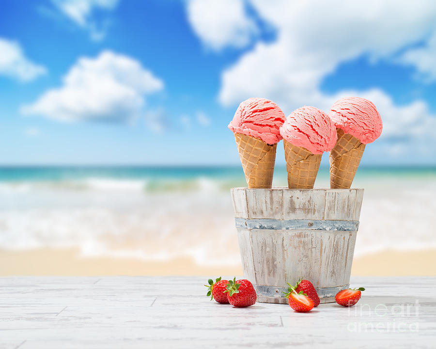 Strawberry Photograph - Strawberry Ice Creams by Amanda Elwell