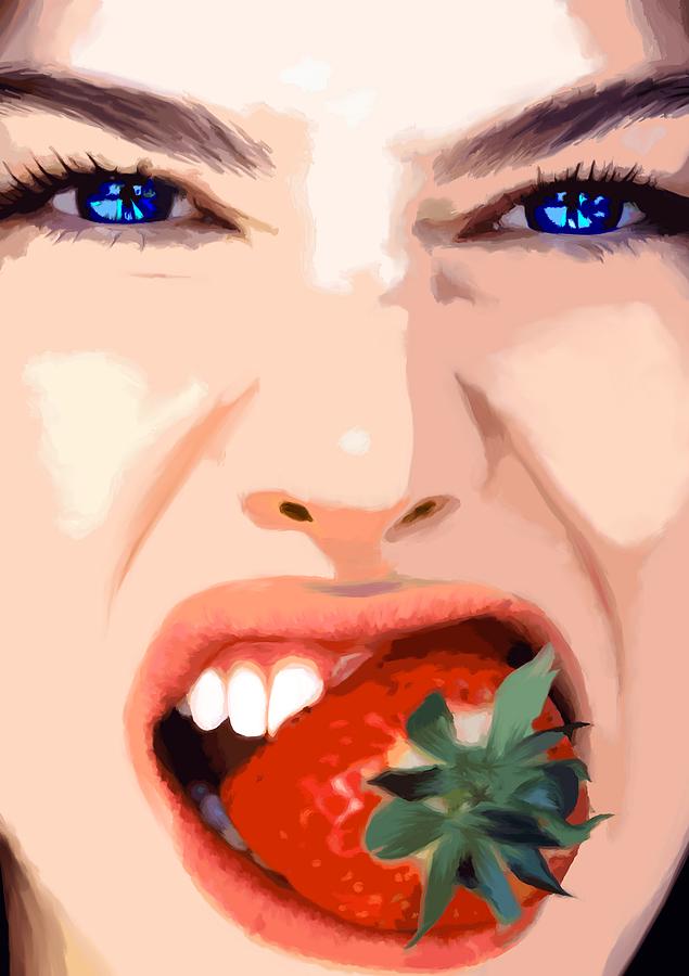Pretty Girl Digital Art - Strawberry - Pretty Faces Series by Gabriel T Toro