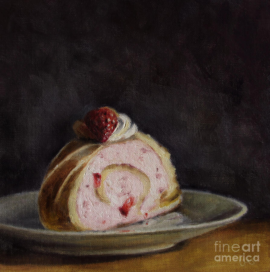 Strawberry Slice Painting by Ulrike Miesen-Schuermann
