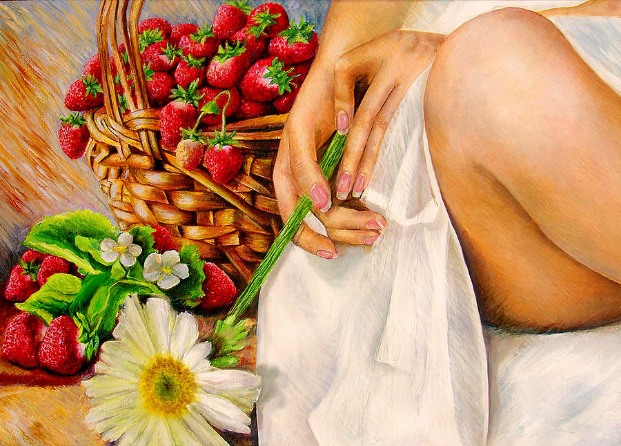 Flower Painting - Strawberry Woman by Nancy Almazan