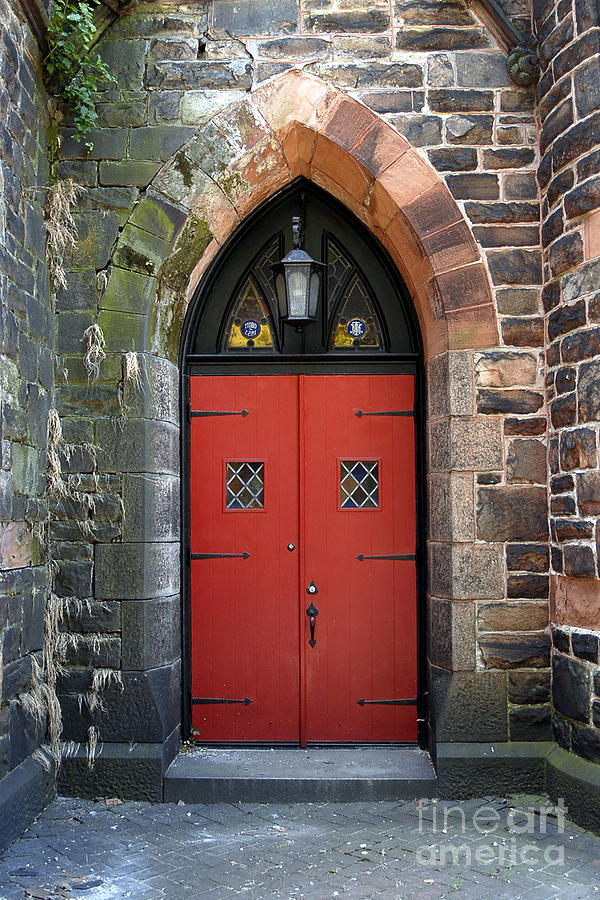Architecture Photograph - Strawbridge Church Red Door by Walter Neal